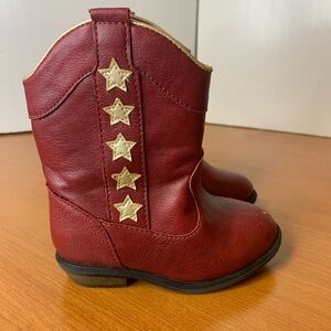 Cat And Jack Infant Boots Red W/Stars Size 5